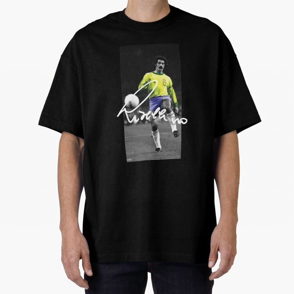Rivelino FOOTBALL LEGENDS Oversized T-Shirt Elevate Global Football Passion for FIFA World Cup 2026 Group Stage, Made for Mbappe and Neymar, Portugal, Spain and Germany, Sports Nostalgia, International Competition, Famous Players and Unforgettable