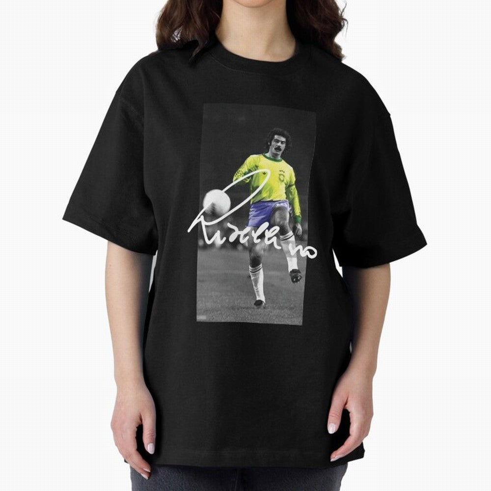 Rivelino FOOTBALL LEGENDS Oversized T-Shirt Elevate Global Football Passion for FIFA World Cup 2026 Group Stage, Made for Mbappe and Neymar, Portugal, Spain and Germany, Sports Nostalgia, International Competition, Famous Players and Unforgettable