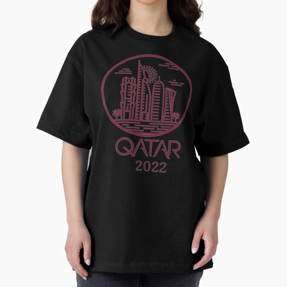 Qatar Welcome Oversized T-Shirt Bring Trophy Dreams to the FIFA World Cup 2026 USA Canada Mexico Journey through Haaland Highlights, Portugal Pride, Stadium Memories, Football Loyalty, International Chants and Championship Tradition; Built for