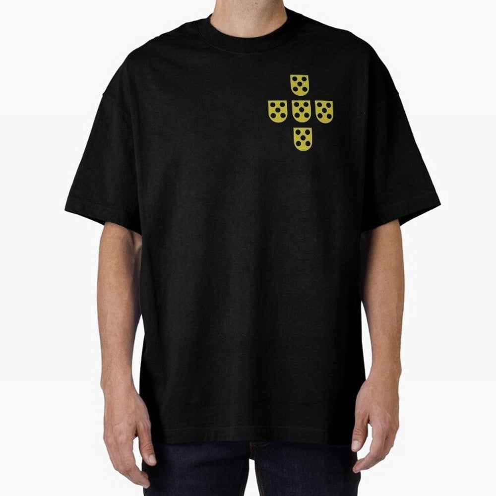 Golden Quinas Portugal Oversized T-Shirt Enjoy FIFA World Cup 2026 Group Stage Spirit, Filled with Spain, Neymar, Haaland and Cristiano Ronaldo, Goal Celebration Energy, Supporter Heritage, Football Icons and Worldwide Tournament Joy; Perfect for