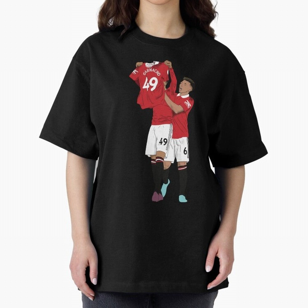 Alejandro Garnacho Goal Celebration Oversized T-Shirt Represent FIFA World Cup 2026 Group Stage Spirit, Highlighting Brazil, Messi and Cristiano Ronaldo, Supporter Pride, Iconic Celebrations, Legendary Names and Global Match Day Energy; Created for