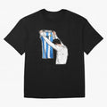 Art Messi Illustration Classic T-Shirt Spotlight the FIFA World Cup 2026 Journey through Messi, CR7 and Mbappe Highlights, England, France and Netherlands Pride, Football Passion, Legendary Performances, Festival Vibes and Supporter Community;