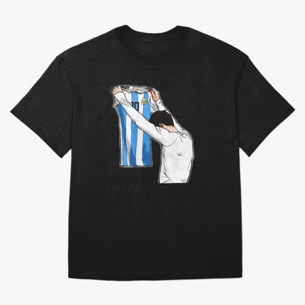 Art Messi Illustration Classic T-Shirt Spotlight the FIFA World Cup 2026 Journey through Messi, CR7 and Mbappe Highlights, England, France and Netherlands Pride, Football Passion, Legendary Performances, Festival Vibes and Supporter Community;