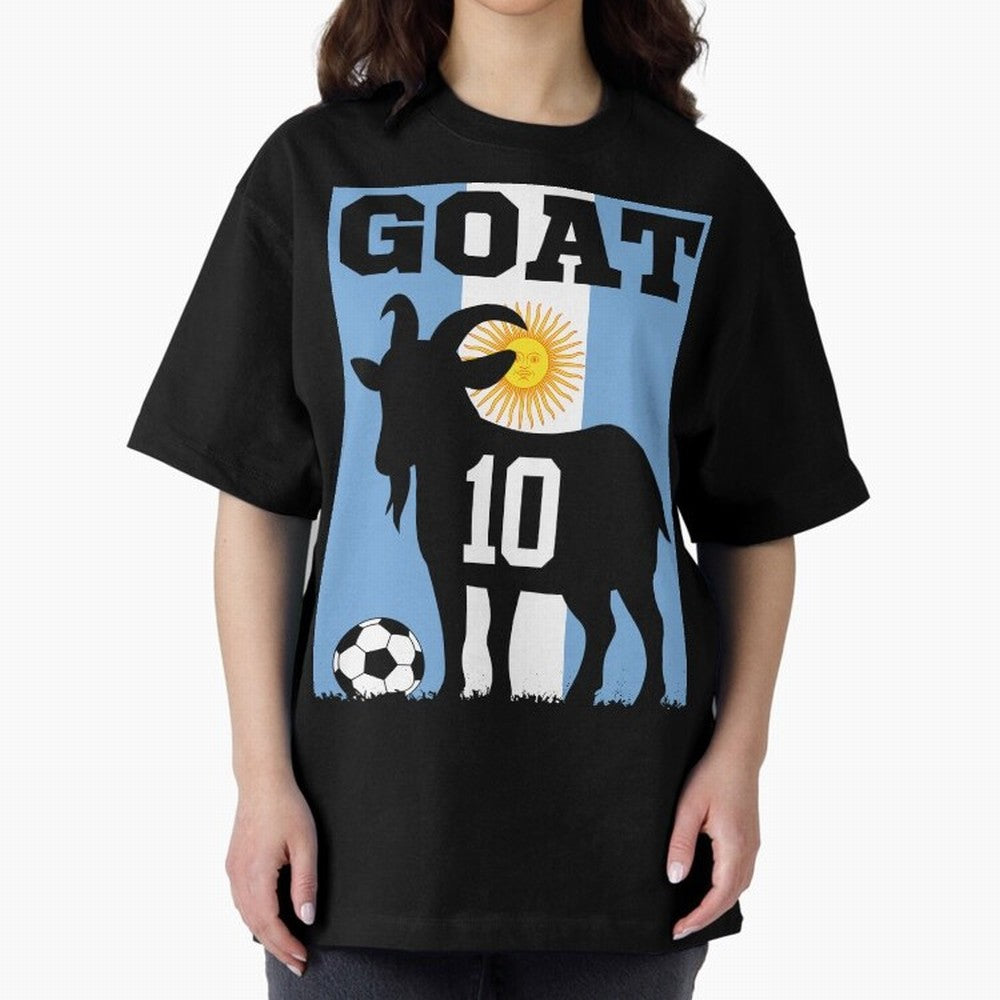 Argentina World Cup 2026 The Goat 10 Oversized T-Shirt Join Supporters Worldwide for Global Football Passion for FIFA World Cup 2026 Group Stage, Featuring Cristiano Ronaldo, Haaland and CR7, Spain, Stadium Chants, National Pride, Trophy Dreams and