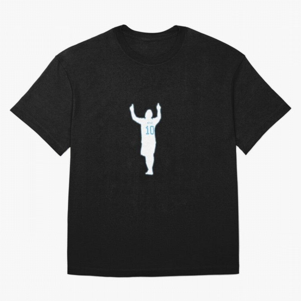 Lionel Messi Iconic Celebration Pose - Argentina Colors Classic T-Shirt Bring Supporter Culture to Global Football Passion for FIFA World Cup 2026, Celebrating Messi, Neymar and Mbappe, Portugal, Spain and Germany, Football Passion, Legendary