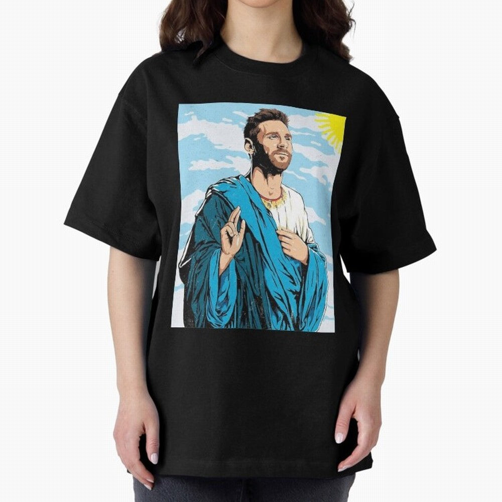 messi god Oversized T-Shirt Carry Global Football Passion for FIFA World Cup 2026 Group Stage, Centered on Haaland, England, France and Netherlands, Vintage Soccer Flavor, Modern Football Stars, National Flags and Final Night Emotion; Perfect for