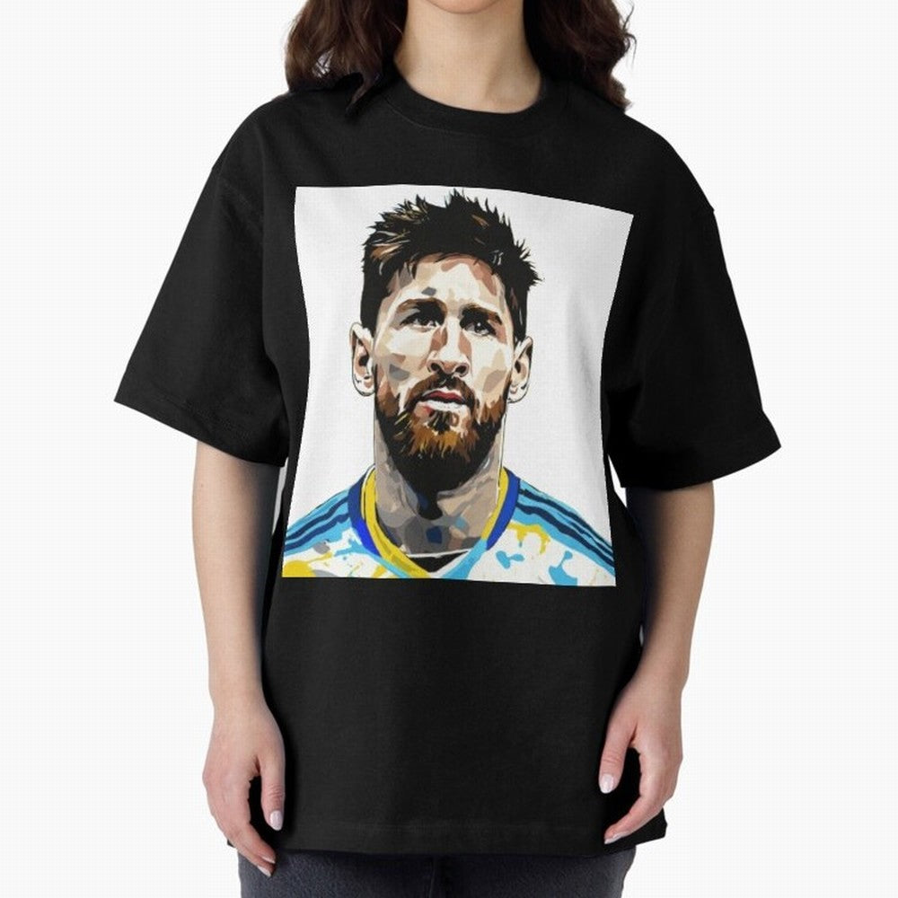 Lionel Messi Oversized T-Shirt Stand with Match Day Hype around FIFA World Cup 2026, Messi and Cristiano Ronaldo, Netherlands, Match Day Excitement, Supporter Culture, Golden Goals and Global Football Passion; Perfect for Supporters Who Want Bold