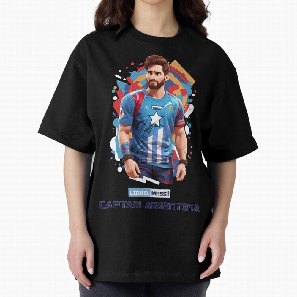 Lionel Messi Captain Argentina Oversized T-Shirt Feel the Roar of FIFA World Cup 2026 Group Stage Spirit, with Spain and Netherlands, CR7 and Messi, Football History, Final Match Energy, Crowd Noise and Once in a Lifetime Moments; Great for