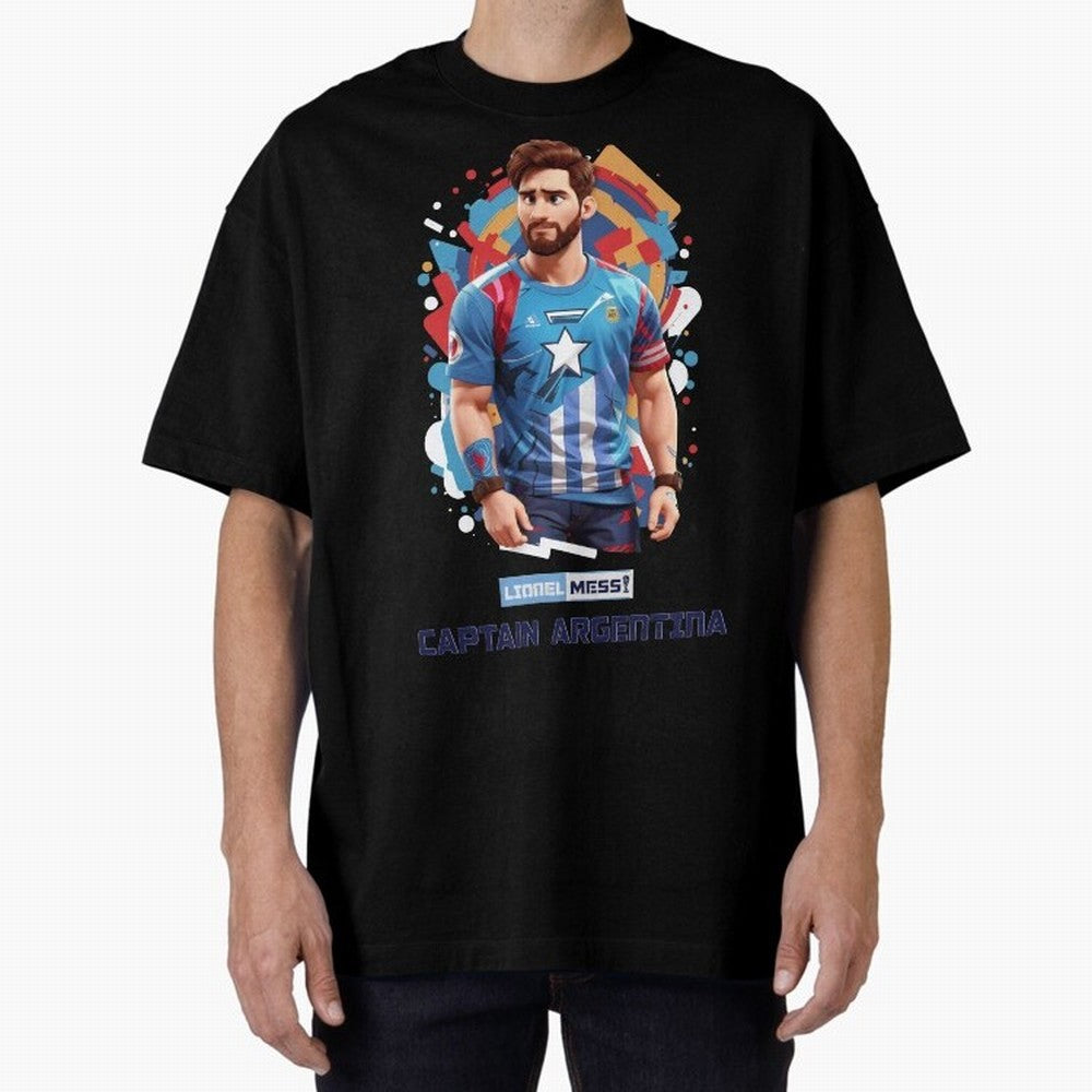 Lionel Messi Captain Argentina Oversized T-Shirt Feel the Roar of FIFA World Cup 2026 Group Stage Spirit, with Spain and Netherlands, CR7 and Messi, Football History, Final Match Energy, Crowd Noise and Once in a Lifetime Moments; Great for