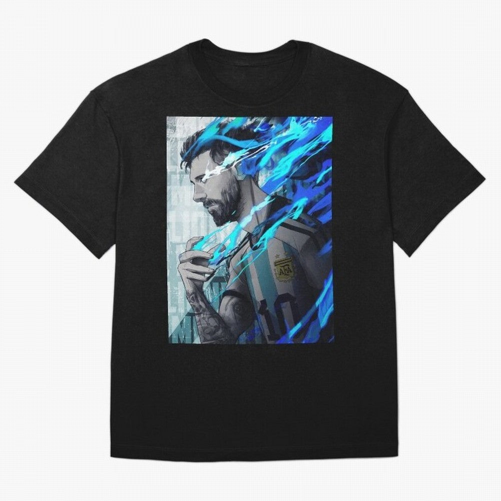 LIONEL MESSI NEW GOAL CELEBRATION ILLUSTRATION 2023 2024 Oversized T-Shirt Celebrate Classic Football Spirit in FIFA World Cup 2026 USA Canada Mexico Spirit, with Spain and Netherlands, Messi and Cristiano Ronaldo, Supporter Pride, Iconic