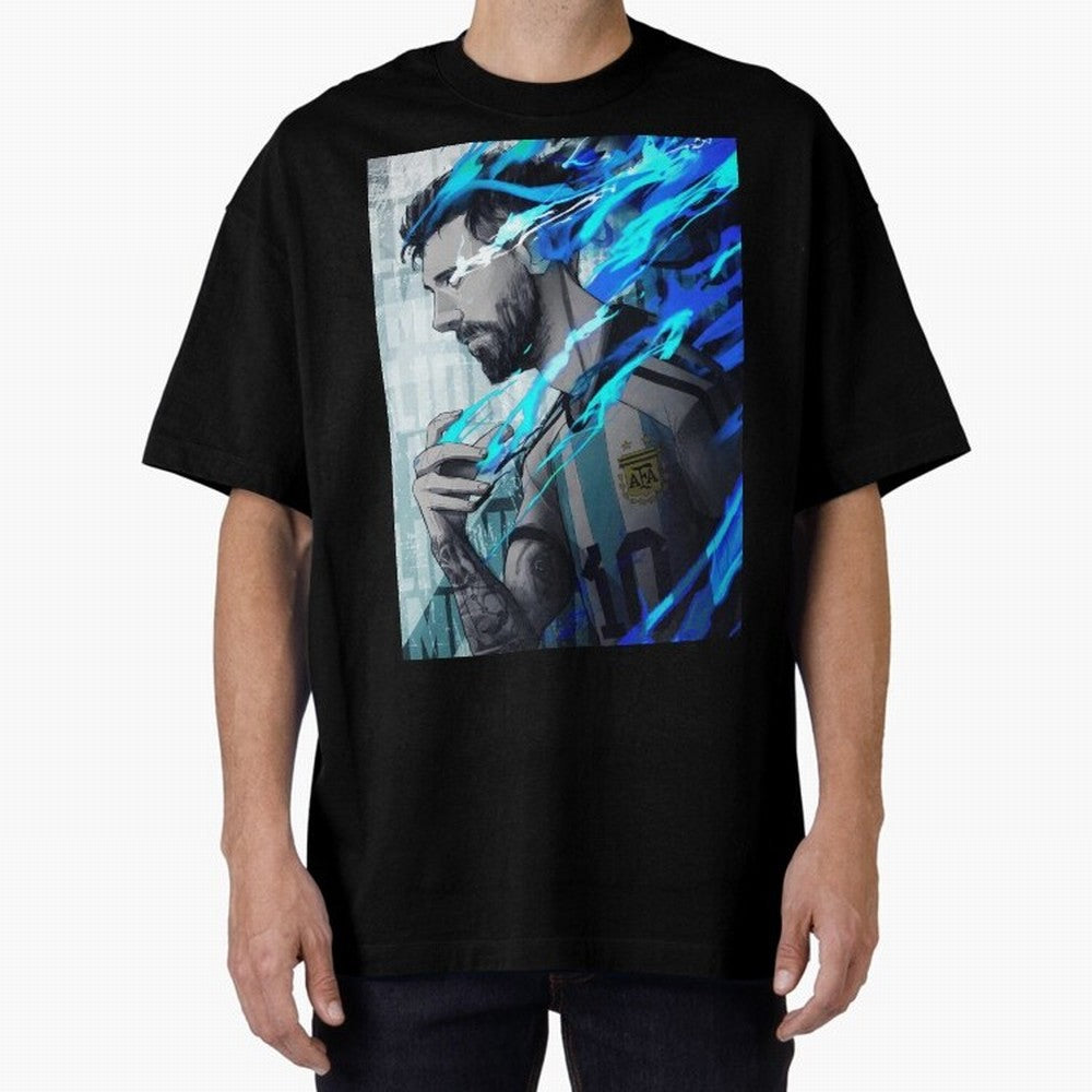 LIONEL MESSI NEW GOAL CELEBRATION ILLUSTRATION 2023 2024 Oversized T-Shirt Celebrate Classic Football Spirit in FIFA World Cup 2026 USA Canada Mexico Spirit, with Spain and Netherlands, Messi and Cristiano Ronaldo, Supporter Pride, Iconic