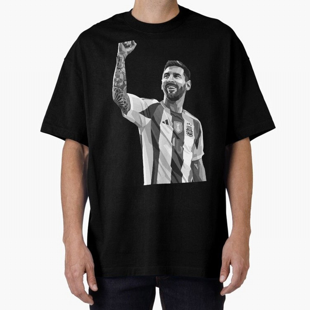 Messi grayscale Oversized T-Shirt Cheer for the FIFA World Cup 2026 Group Stage Journey through Mbappe Highlights, Portugal Pride, Global Supporter Spirit, Legendary Goals, National Colors and Tournament Celebration; Perfect for People Who Love