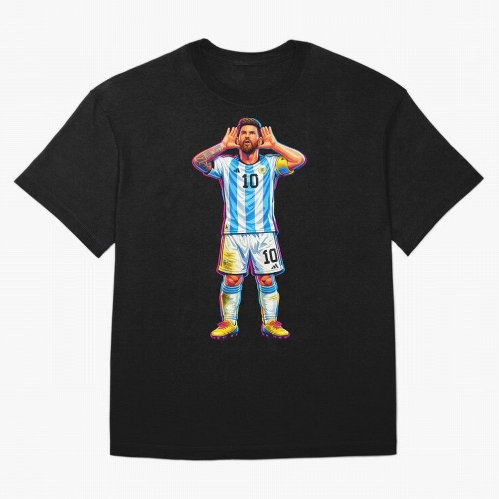 Messi Celebration Classic T-Shirt Fuel Match Day Hype around FIFA World Cup 2026 USA Canada Mexico, Messi and Cristiano Ronaldo, Netherlands, Championship Spirit, Famous Goals, Roaring Crowds and International Football Unity; Made for Collectors