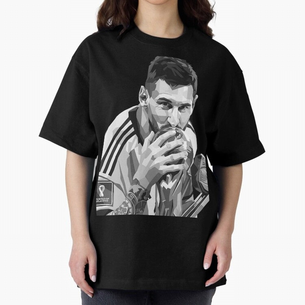 Messi grayscale Oversized T-Shirt Remember FIFA World Cup 2026 Group Stage for Fans of Haaland and Brazil, Portugal and Argentina, Bringing Game Day Rituals, Football Legends, Country Pride and the Road to the Final; Perfect for Fans, Collectors,