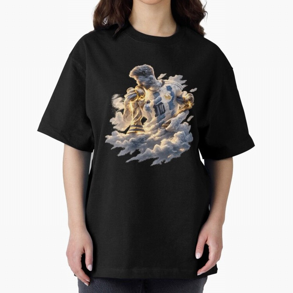 Lionel Messi ¨C Divine Number 10 Oversized T-Shirt Celebrate Golden Goal Energy in FIFA World Cup 2026 Spirit, Celebrating Brazil, Neymar, Haaland and Cristiano Ronaldo, Supporter Pride, Iconic Celebrations, Legendary Names and Global Match Day