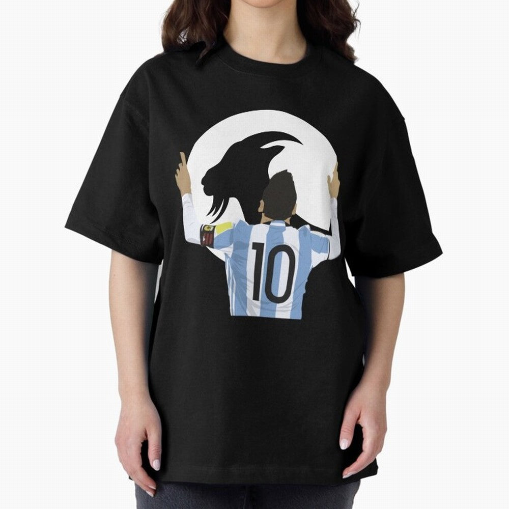 Lionel Messi Goat Oversized T-Shirt Cheer for Match Day Hype around FIFA World Cup 2026, Neymar, Haaland and Cristiano Ronaldo, Spain and Netherlands, Soccer Culture, Superstar Moments, National Team Dreams and Competitive Fire; Made for Collectors