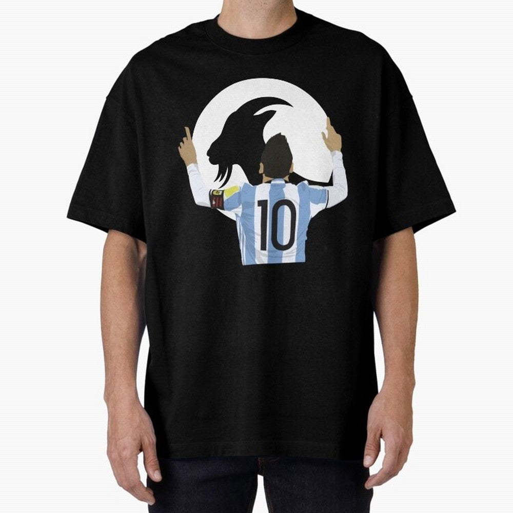 Lionel Messi Goat Oversized T-Shirt Cheer for Match Day Hype around FIFA World Cup 2026, Neymar, Haaland and Cristiano Ronaldo, Spain and Netherlands, Soccer Culture, Superstar Moments, National Team Dreams and Competitive Fire; Made for Collectors