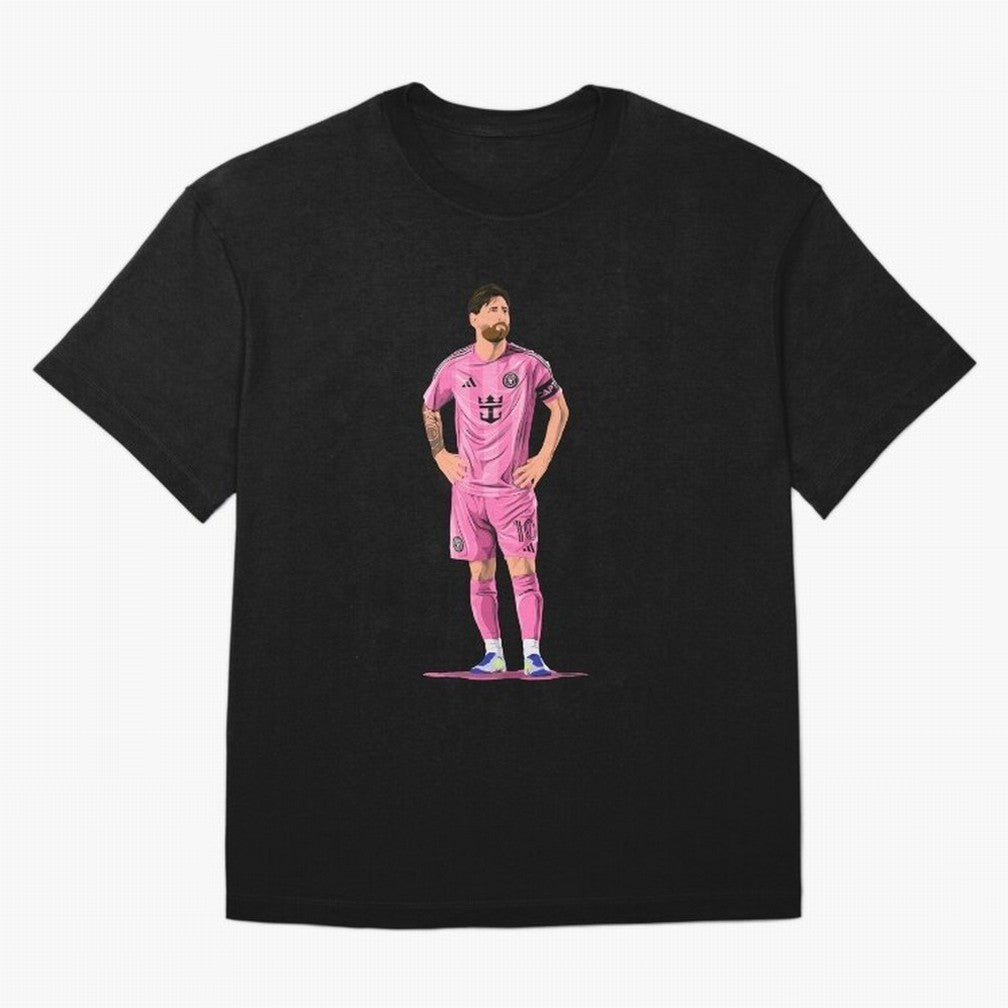 Lionel Messi Vector Oversized T-Shirt Cheer for FIFA World Cup 2026 Group Stage Celebrating Cristiano Ronaldo, Haaland and CR7, Argentina Energy, Match Day Excitement, Supporter Culture, Golden Goals and Global Football Passion; Great for Watch