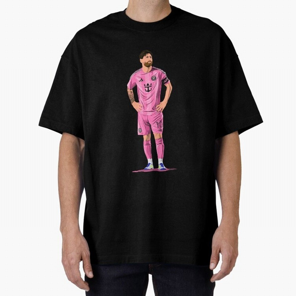 Lionel Messi Vector Oversized T-Shirt Cheer for FIFA World Cup 2026 Group Stage Celebrating Cristiano Ronaldo, Haaland and CR7, Argentina Energy, Match Day Excitement, Supporter Culture, Golden Goals and Global Football Passion; Great for Watch
