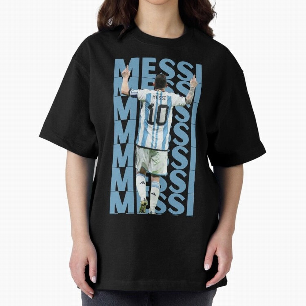 Lionel Messi | 10 | Argentina | Barcelona | Goat Oversized T-Shirt Celebrate Football Heritage in Match Day Hype around FIFA World Cup 2026, Neymar, Portugal, Spain and Germany, Worldwide Fan Energy, Dramatic Goals, Stadium Lights and Championship
