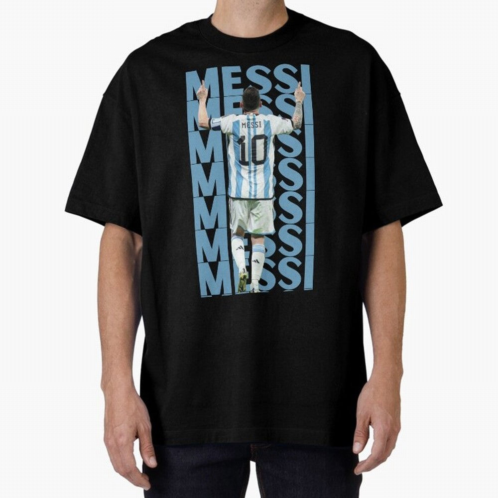 Lionel Messi | 10 | Argentina | Barcelona | Goat Oversized T-Shirt Celebrate Football Heritage in Match Day Hype around FIFA World Cup 2026, Neymar, Portugal, Spain and Germany, Worldwide Fan Energy, Dramatic Goals, Stadium Lights and Championship