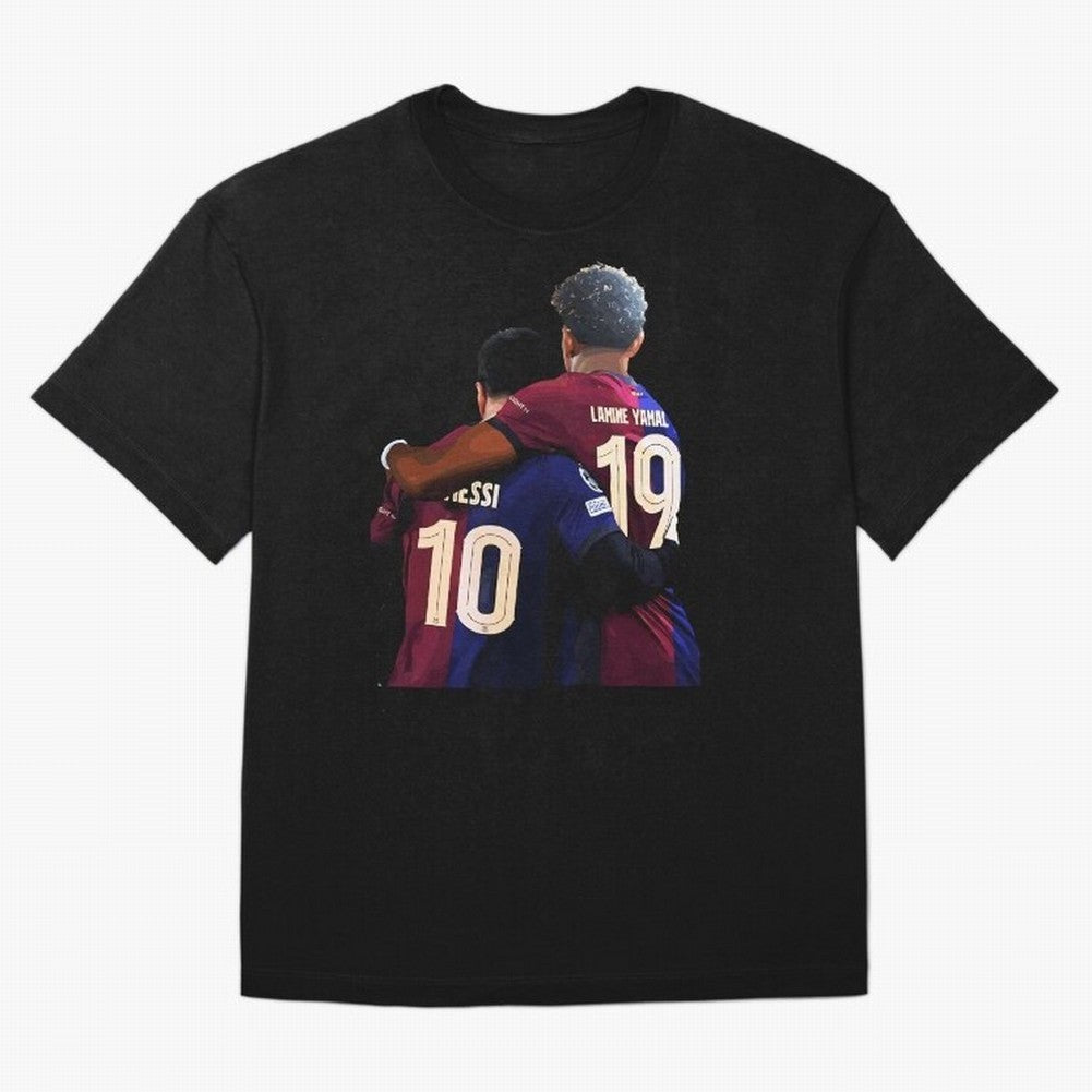 Lionel Messi and Foster child Classic T-Shirt Celebrate Fan Culture around Global Football Passion for FIFA World Cup 2026 USA Canada Mexico, with Neymar, Brazil, Vintage Soccer Flavor, Modern Football Stars, National Flags and Final Night Emotion;