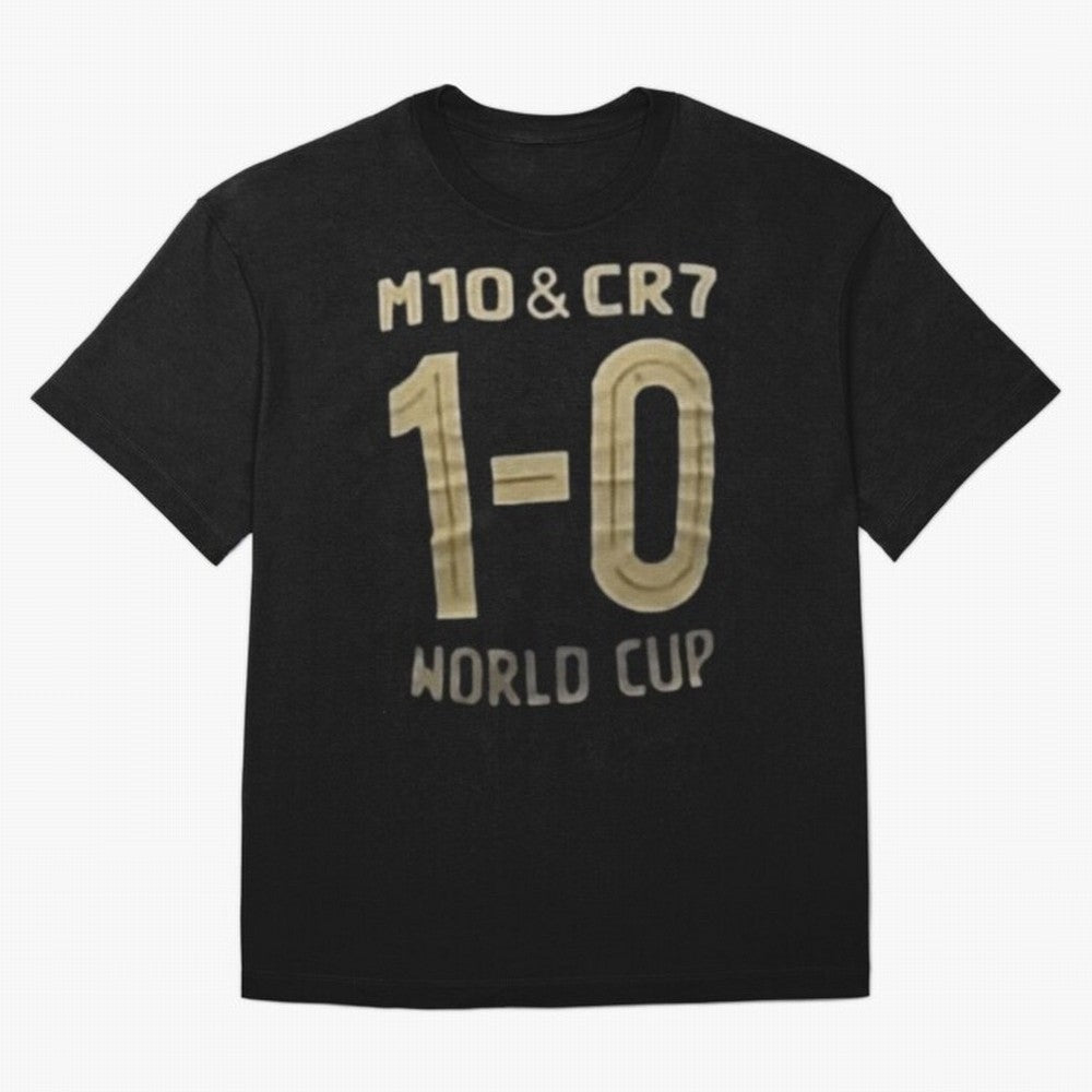 M10 And Cr7 1-0 World Cup Football Classic T-Shirt Experience Global Football Passion for FIFA World Cup 2026, Capturing Messi, Neymar and Mbappe, England, Soccer Culture, Superstar Moments, National Team Dreams and Competitive Fire; Great for