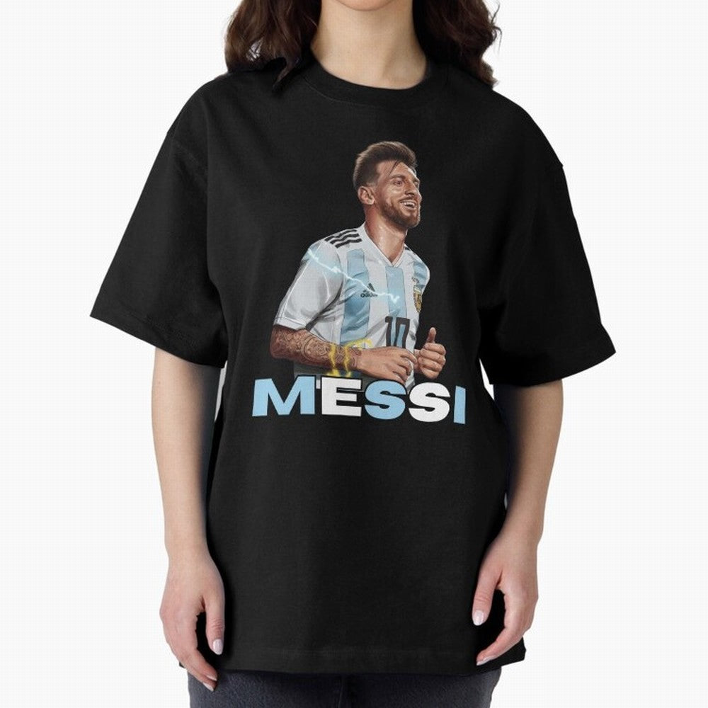 Lionel Messi Oversized T-Shirt Celebrate Unforgettable Nights in Match Day Hype around FIFA World Cup 2026 Group Stage, Mbappe, England and Germany, Vintage Soccer Flavor, Modern Football Stars, National Flags and Final Night Emotion; Perfect for