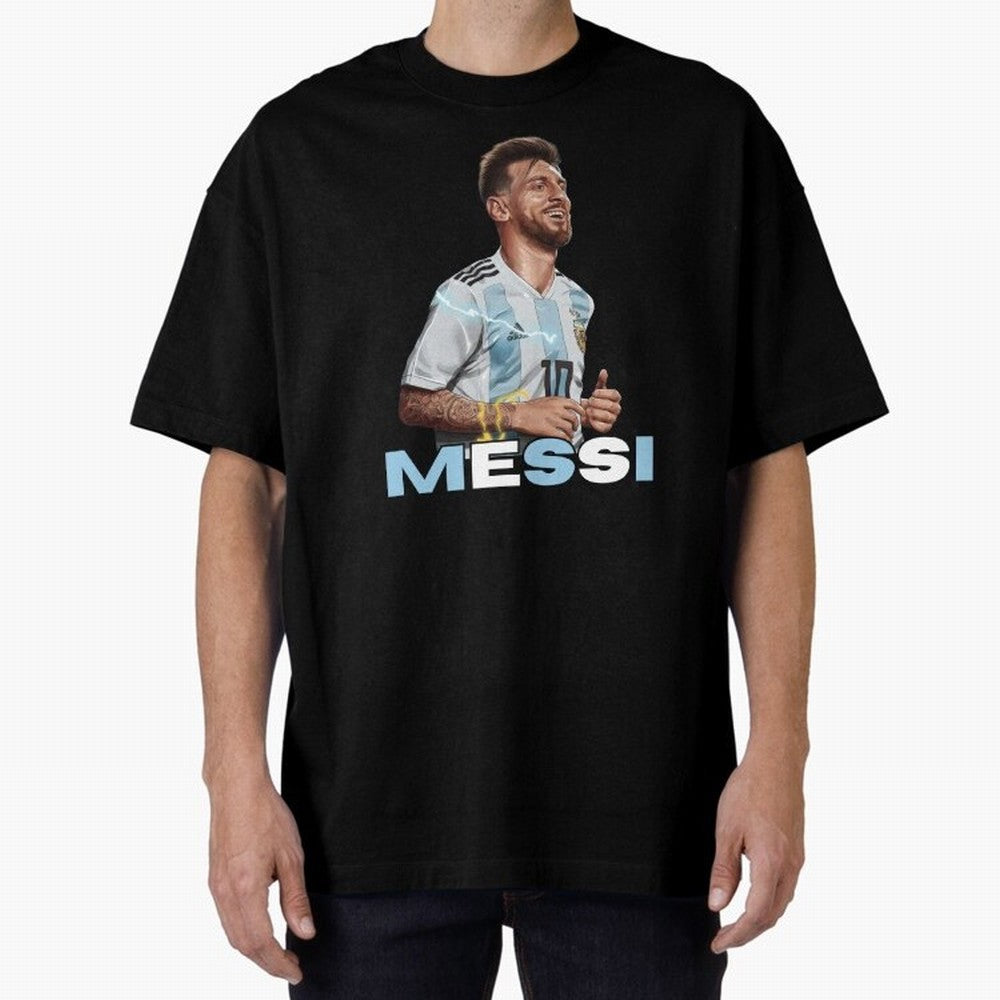 Lionel Messi Oversized T-Shirt Celebrate Unforgettable Nights in Match Day Hype around FIFA World Cup 2026 Group Stage, Mbappe, England and Germany, Vintage Soccer Flavor, Modern Football Stars, National Flags and Final Night Emotion; Perfect for