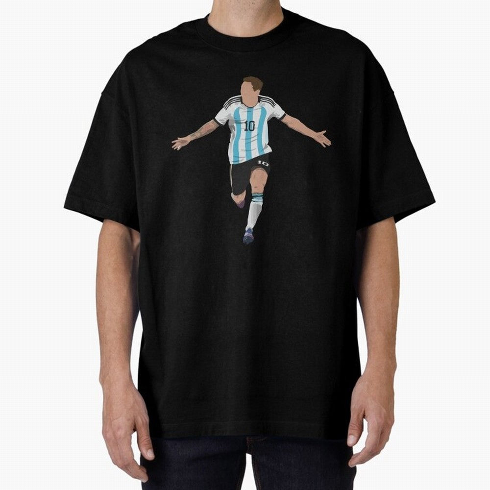 Messi Goal World Cup 2022 Oversized T-Shirt Embrace the FIFA World Cup 2026 Group Stage Journey through Cristiano Ronaldo, Haaland and CR7 Highlights, Brazil Pride, Championship Spirit, Famous Goals, Roaring Crowds and International Football Unity;