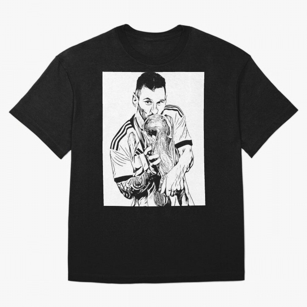 Lionel Messi white and black art Oversized T-Shirt Capture FIFA World Cup 2026 USA Canada Mexico Spirit, Filled with France and Portugal, Messi and Cristiano Ronaldo, Fan Favorite Moments, National Team Passion, Big Match Drama and Soccer History;
