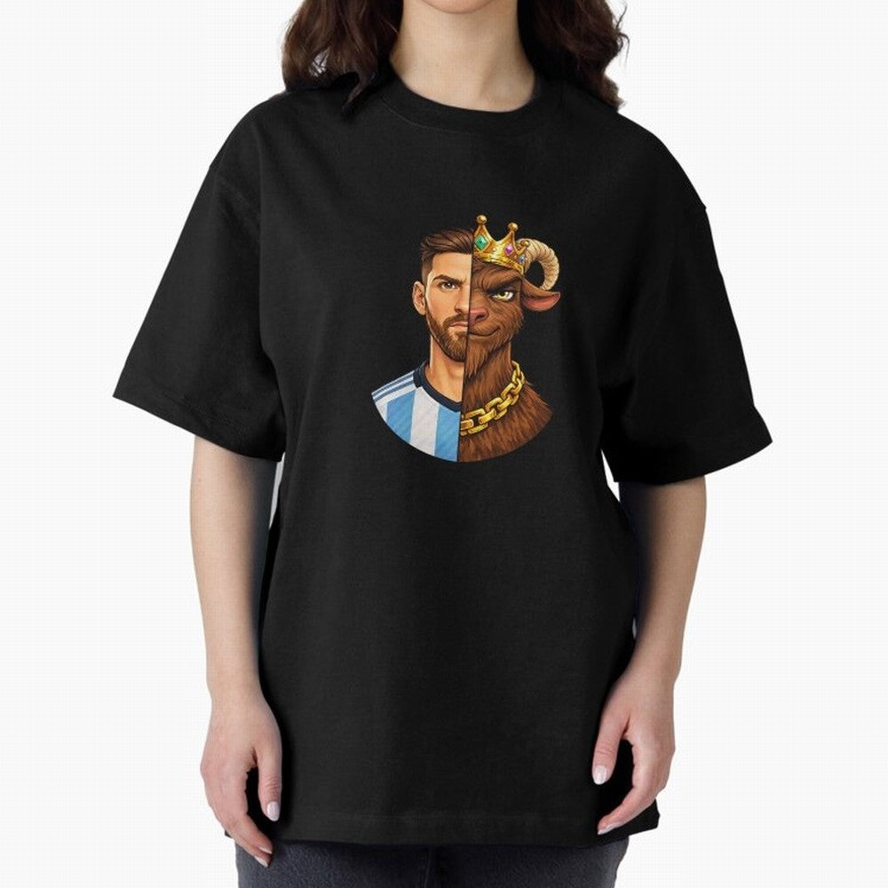 Half Man Half GOAT - Lionel Messi Oversized T-Shirt Support the Legends of FIFA World Cup 2026 USA Canada Mexico Spirit, Filled with England, Cristiano Ronaldo, Haaland and CR7, Game Day Rituals, Football Legends, Country Pride and the Road to the