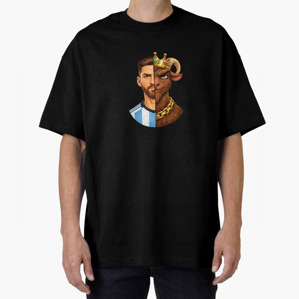 Half Man Half GOAT - Lionel Messi Oversized T-Shirt Support the Legends of FIFA World Cup 2026 USA Canada Mexico Spirit, Filled with England, Cristiano Ronaldo, Haaland and CR7, Game Day Rituals, Football Legends, Country Pride and the Road to the