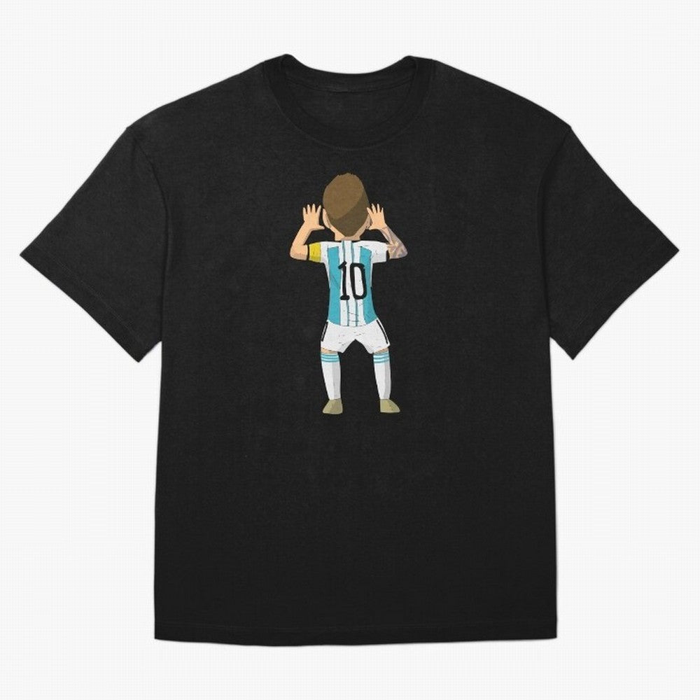Cartoon Illustration Messi vs Netherlands World Cup Qatar 2022 Oversized T-Shirt Share FIFA World Cup 2026 USA Canada Mexico with Haaland and Mbappe, Argentina Energy, Game Day Rituals, Football Legends, Country Pride and the Road to the Final;