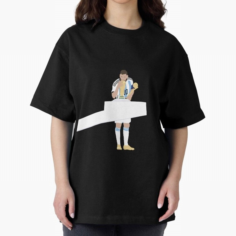 Messi minimalist design Oversized T-Shirt Fuel Global Football Passion for FIFA World Cup 2026, Centered on Haaland, England, France and Netherlands, Tournament Hype, Historic Matchups, Family Viewing Parties and Global Sports Pride; Great for