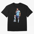 Messi in an illustrated style drinking mate ¨C The Goat Phone Case design Classic T-Shirt Embrace Global Football Passion for FIFA World Cup 2026 Group Stage, with Messi, Brazil, Classic Soccer Heritage, Championship Pressure, Fan Loyalty and