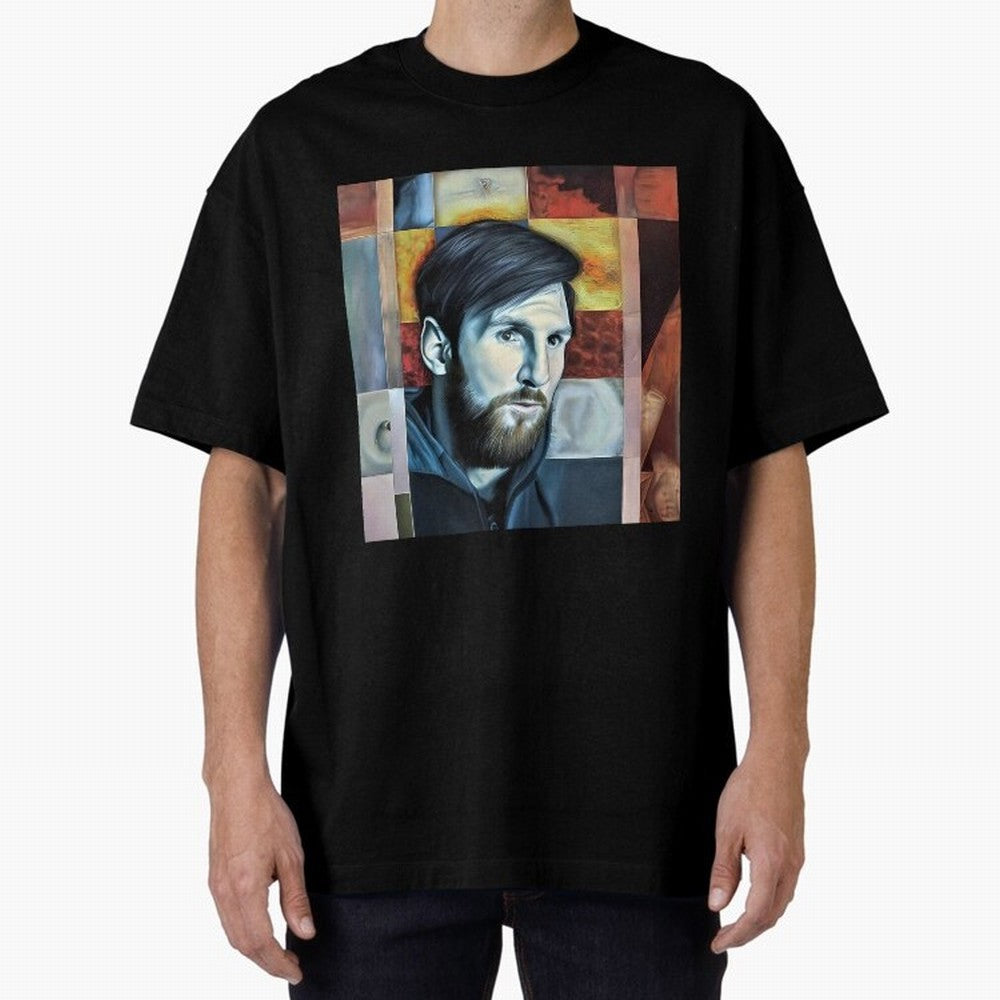 Messi on digital board Oversized T-Shirt Follow the Road to FIFA World Cup 2026 USA Canada Mexico Spirit, with Brazil, Mbappe, Football Passion, Legendary Performances, Festival Vibes and Supporter Community; Great for Watch Parties, Sports Bars,