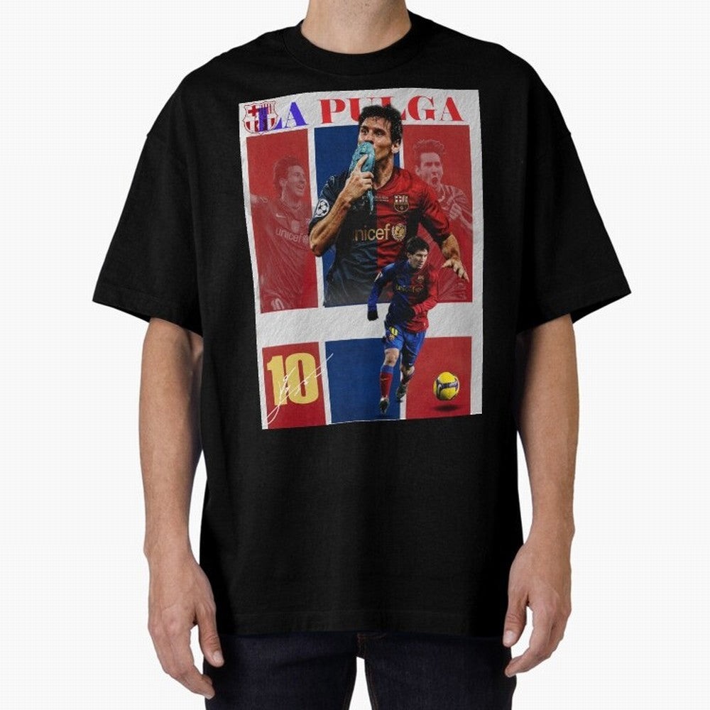 Lionel Messi 2009 UCL Barcelona Poster Oversized T-Shirt Follow Every Goal of Global Football Passion for FIFA World Cup 2026 Group Stage, with Cristiano Ronaldo, Haaland and CR7, England, Tournament Hype, Historic Matchups, Family Viewing Parties
