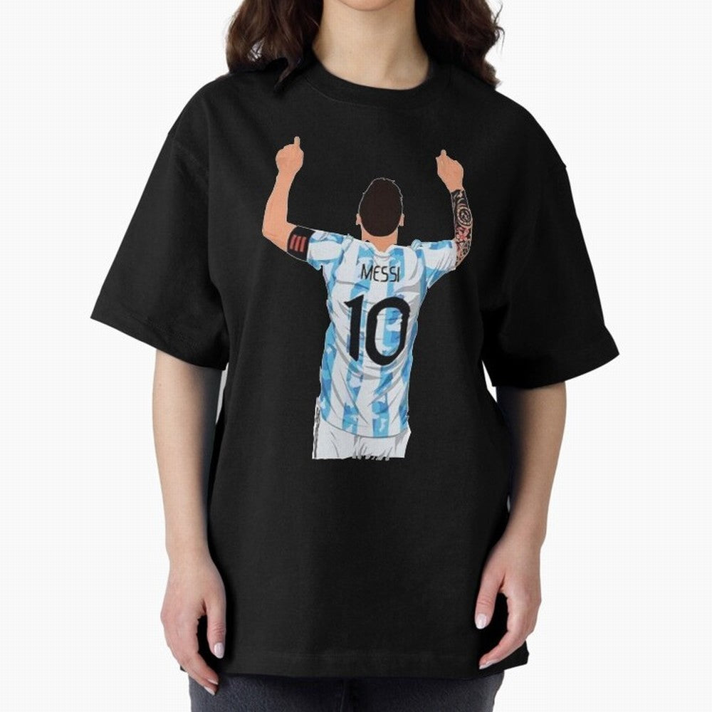 Lionel Messi Oversized T-Shirt Bring Match Day Fire to Global Football Passion for FIFA World Cup 2026 Group Stage, Celebrating CR7, Argentina and Brazil, Supporter Pride, Iconic Celebrations, Legendary Names and Global Match Day Energy; Created
