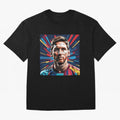 Lionel Messi Pop-Art Portrait Oversized T-Shirt Celebrate the Biggest Stage of the FIFA World Cup 2026 Journey through Messi, CR7 and Mbappe Highlights, England and Germany Pride, Match Day Excitement, Supporter Culture, Golden Goals and Global