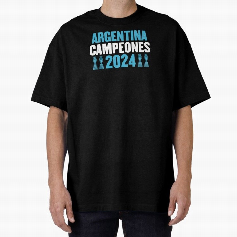 Argentina Campeones 2024 Oversized T-Shirt Support Your Favorite Stars during the FIFA World Cup 2026 Journey through Messi, CR7 and Mbappe Highlights, Brazil, Portugal and Argentina Pride, Football Passion, Legendary Performances, Festival Vibes
