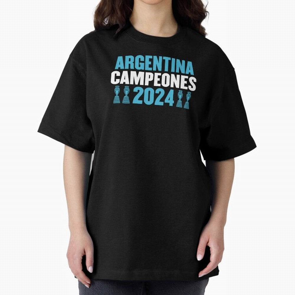 Argentina Campeones 2024 Oversized T-Shirt Support Your Favorite Stars during the FIFA World Cup 2026 Journey through Messi, CR7 and Mbappe Highlights, Brazil, Portugal and Argentina Pride, Football Passion, Legendary Performances, Festival Vibes
