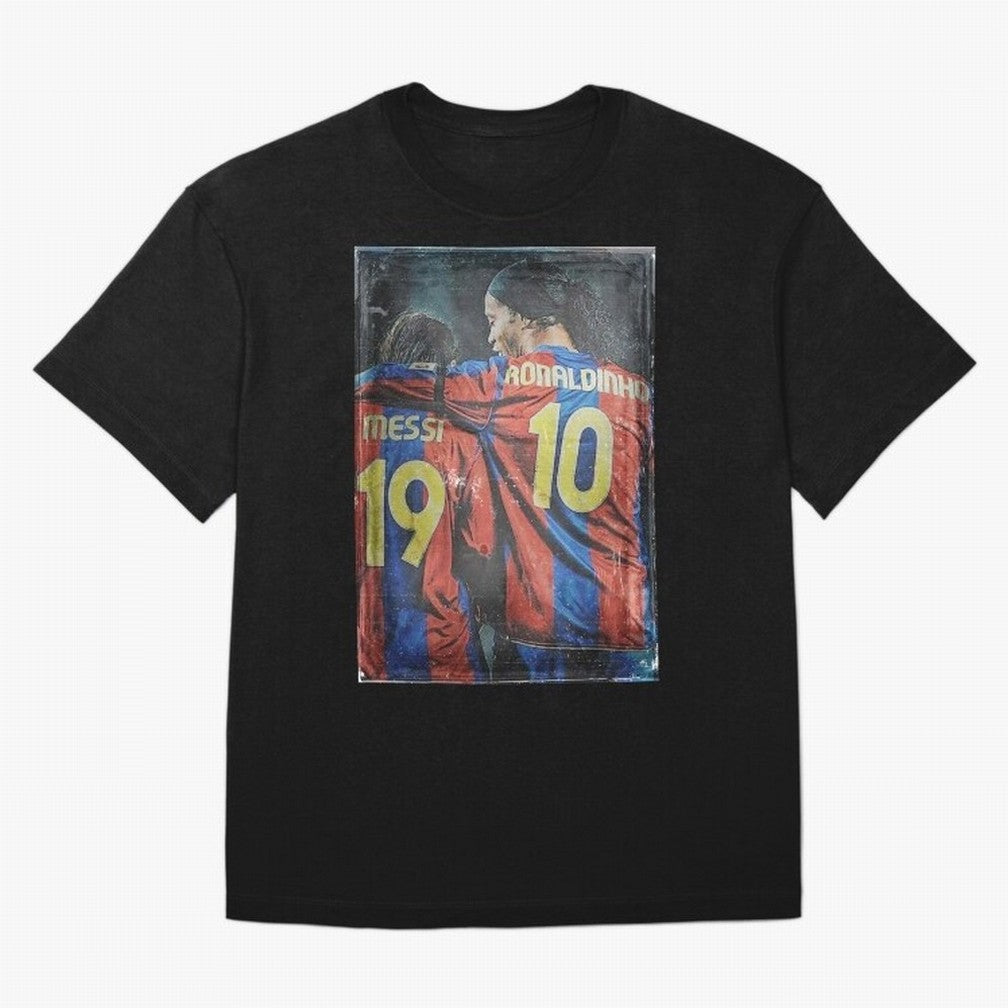 Messi and Ronaldinho Oversized T-Shirt Join Supporters Worldwide for Match Day Hype around FIFA World Cup 2026 USA Canada Mexico, Mbappe and Neymar, Argentina and Brazil, Vintage Soccer Flavor, Modern Football Stars, National Flags and Final Night