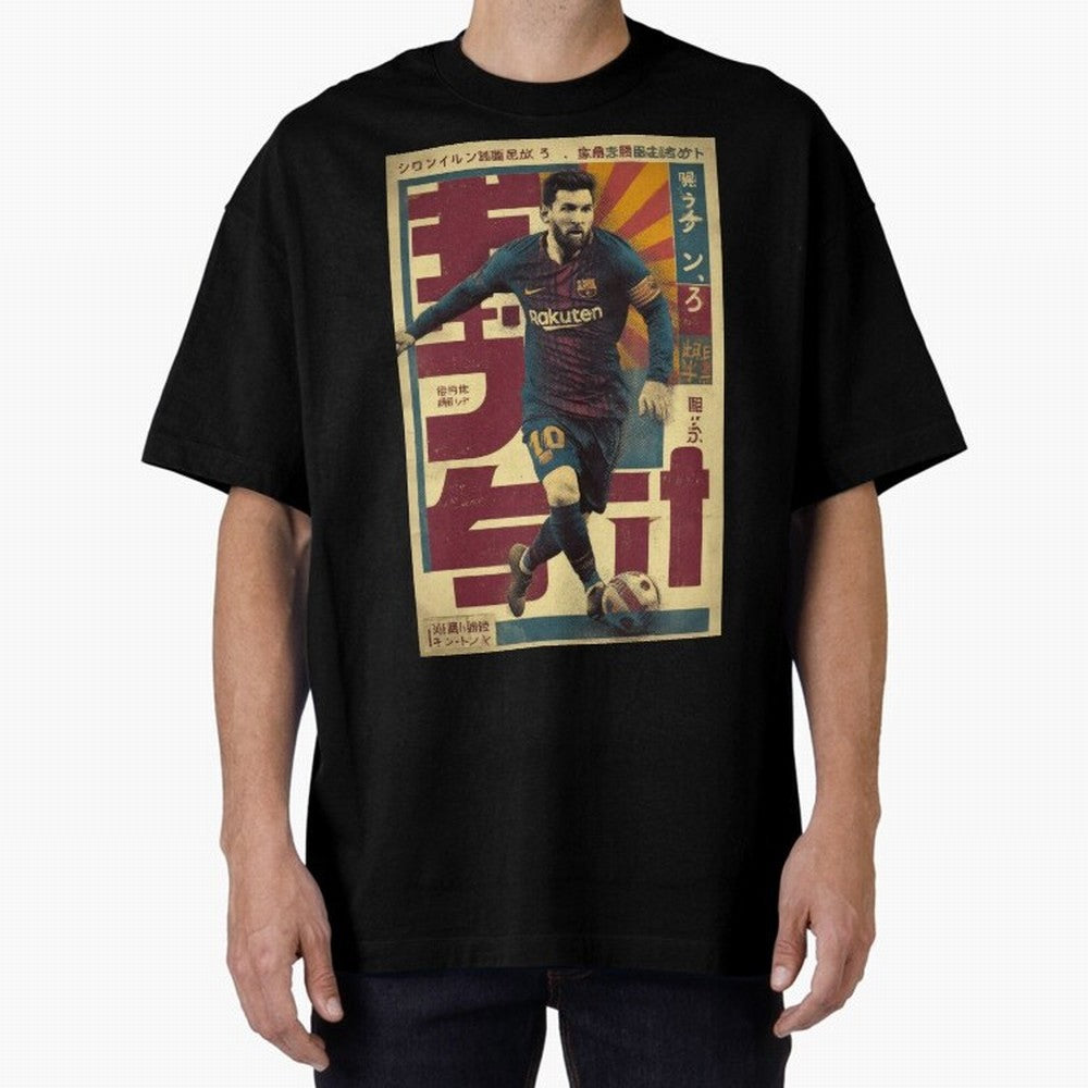 Retro 70's Japanese Messi Oversized T-Shirt Bring Home FIFA World Cup 2026 Group Stage Spirit, Celebrating England, France and Netherlands, Neymar, Haaland and Cristiano Ronaldo, Supporter Pride, Iconic Celebrations, Legendary Names and Global