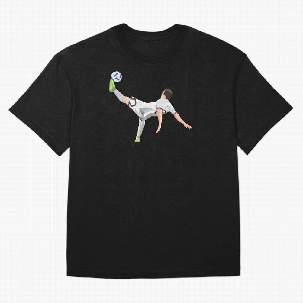 Messi Bicycle Kick Oversized T-Shirt Celebrate Soccer Greatness during FIFA World Cup 2026 Spirit, Capturing Portugal, Cristiano Ronaldo, Sports Nostalgia, International Competition, Famous Players and Unforgettable Victories; Made for Collectors