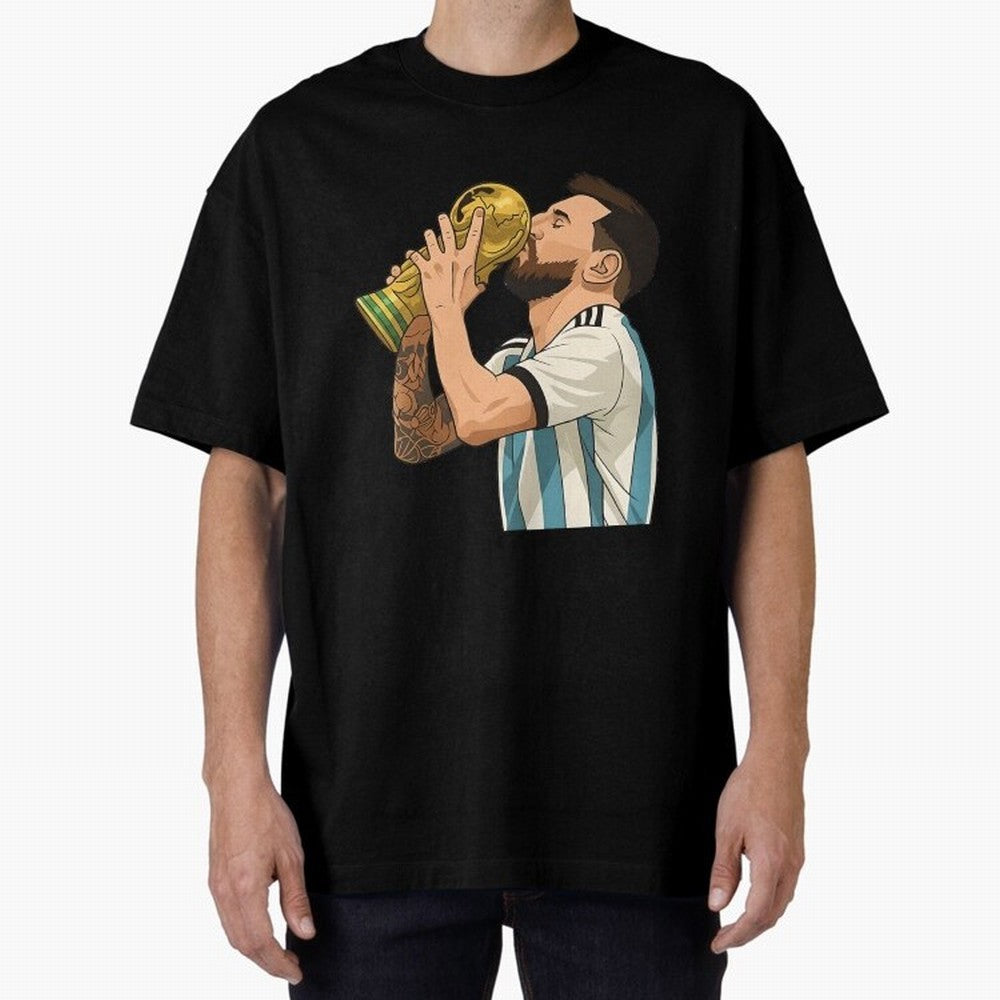 Messi Cup Oversized T-Shirt Spotlight the FIFA World Cup 2026 Group Stage Journey through Messi, Neymar and Mbappe Highlights, France Pride, Worldwide Fan Energy, Dramatic Goals, Stadium Lights and Championship Celebrations; Perfect for Supporters