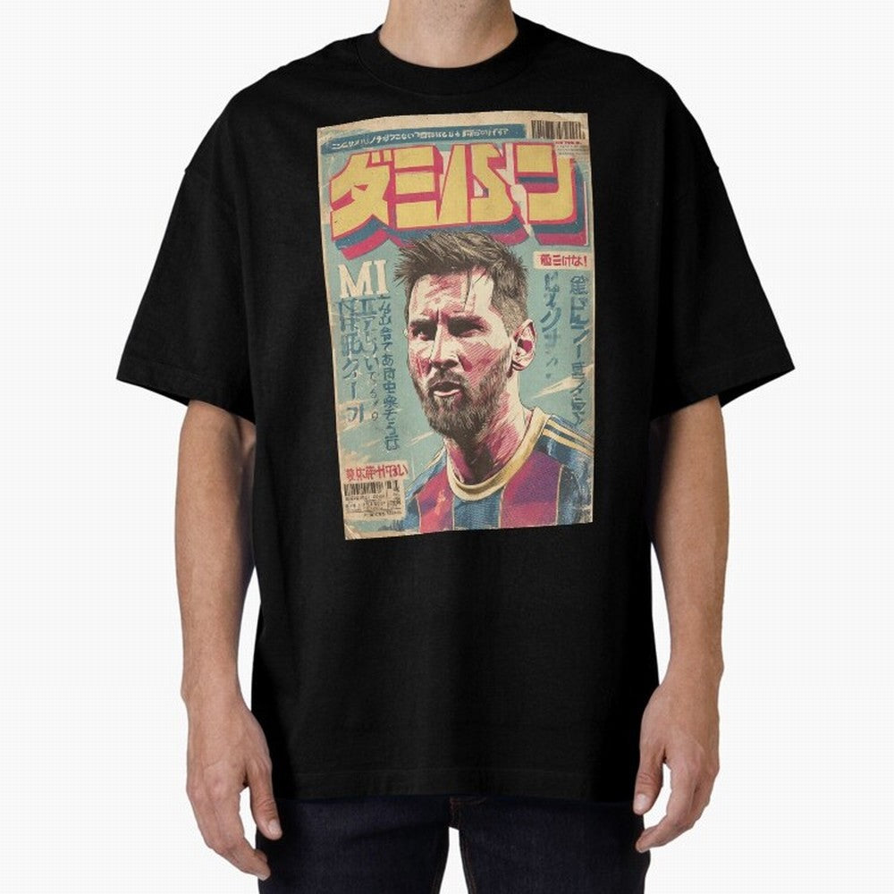 Messi the Goat Japanese Vintage Poster Classic T-Shirt Stand with Global Football Passion for FIFA World Cup 2026 Group Stage, Celebrating Cristiano Ronaldo, Portugal, Championship Spirit, Famous Goals, Roaring Crowds and International Football
