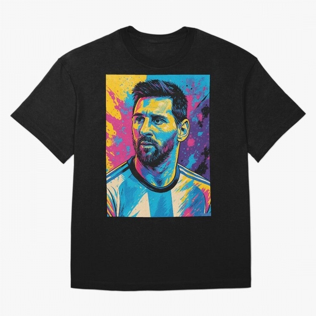 Messi Pop Art Portrait Oversized T-Shirt Follow Every Goal of FIFA World Cup 2026 USA Canada Mexico Capturing Messi, Brazil, Portugal and Argentina Energy, Soccer Culture, Superstar Moments, National Team Dreams and Competitive Fire; Built for