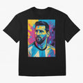 Messi Pop Art Portrait Oversized T-Shirt Follow Every Goal of FIFA World Cup 2026 USA Canada Mexico Capturing Messi, Brazil, Portugal and Argentina Energy, Soccer Culture, Superstar Moments, National Team Dreams and Competitive Fire; Built for