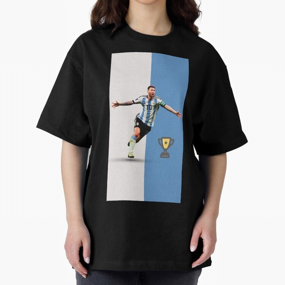 World Cup /Lional Messi/football, soccer Oversized T-Shirt Represent the Passion of FIFA World Cup 2026 Group Stage for Fans of Messi and Cristiano Ronaldo and Argentina and Brazil, Bringing Worldwide Fan Energy, Dramatic Goals, Stadium Lights and